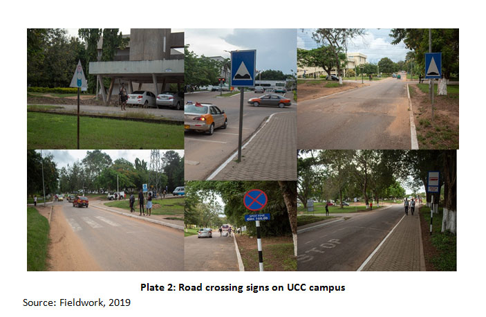 Plate 2: Road crossing signs on UCC campuste